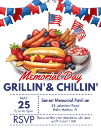 White Joyful Memorial Day Celebration Flyer Рекламная листовка (US Letter) template