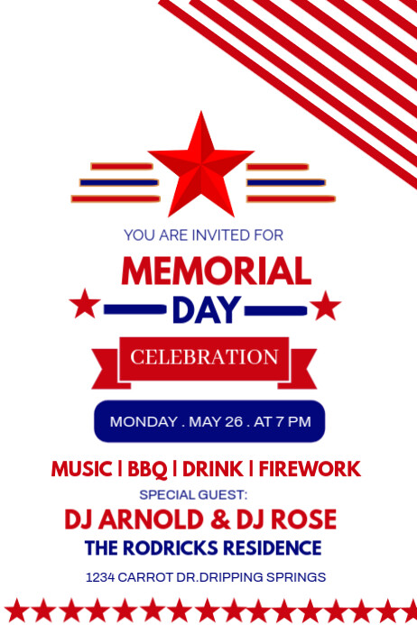 Copy of White Joyful Memorial Day Celebration Monday 26 May Poster ...