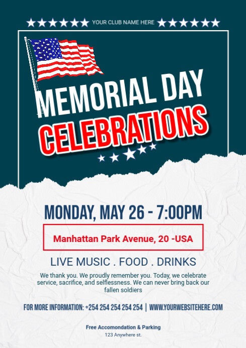 White Joyful Memorial Day Celebrations A2 Template | PosterMyWall