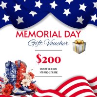 White Joyful Memorial Day Gift Voucher Instagram Post Instagram-opslag template