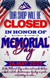 White Joyful Memorial Day Half Page Wide template