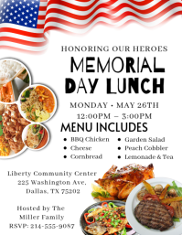 White Joyful Memorial Day Lunch Flyer 传单(美国信函) template
