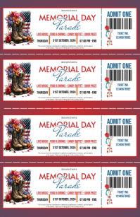 White Joyful Memorial Day Parade admit ticket Tabloid template