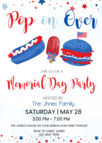 White Joyful Memorial Day Party A6 template