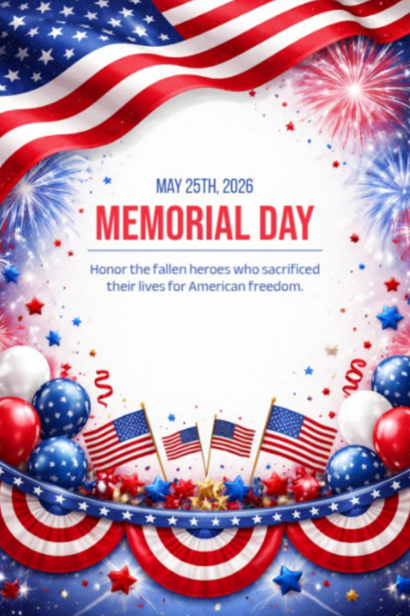 White Memorial Day Posters Template | PosterMyWall