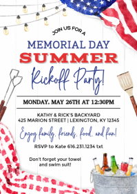 White Joyful Memorial Day Summer Party A4 template