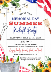 White Joyful Memorial Day Summer Party A4 template