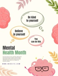 White Joyful Mental Health  Flyer (us Letter) template