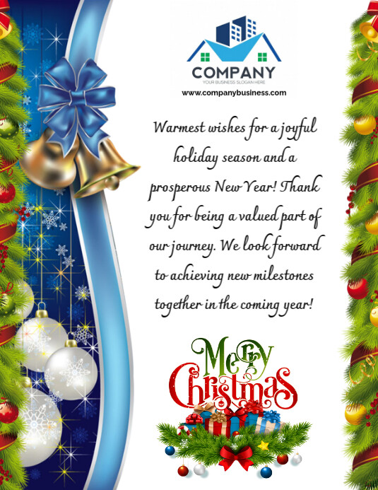 White Joyful Merry Christmas & Happy New Year Flyer (us Letter ...