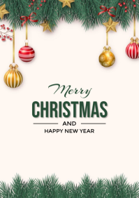 White Joyful Merry Christmas A4 template