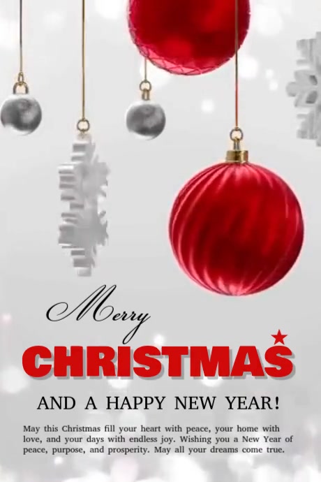 White Joyful Merry Christmas And A Happy New Year Poster Template ...