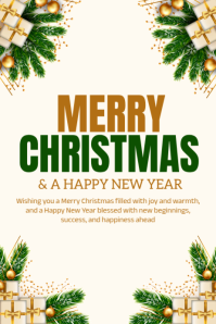White Joyful Merry Christmas And A Happy New Year Poster 海报 template