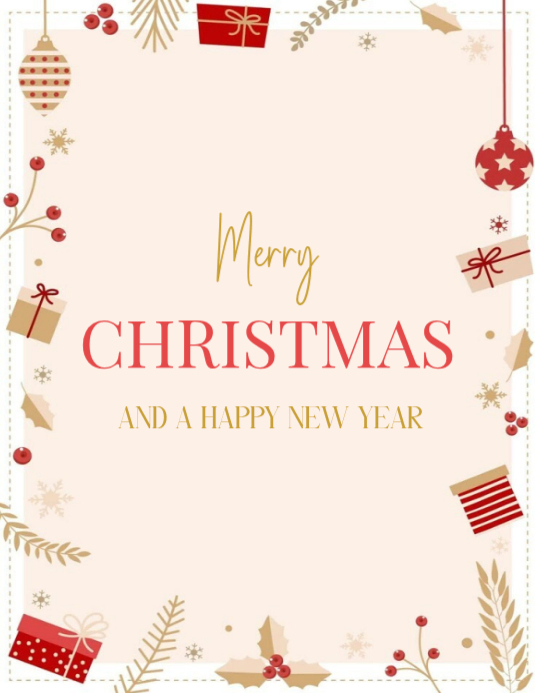 Plantilla de White Joyful Merry Christmas And Happy New Year Flyer (us ...