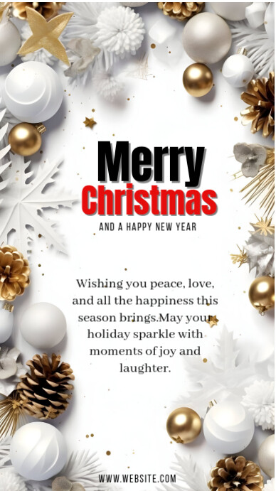 White Joyful Merry Christmas And Happy New Year Flyer Instagram Story ...