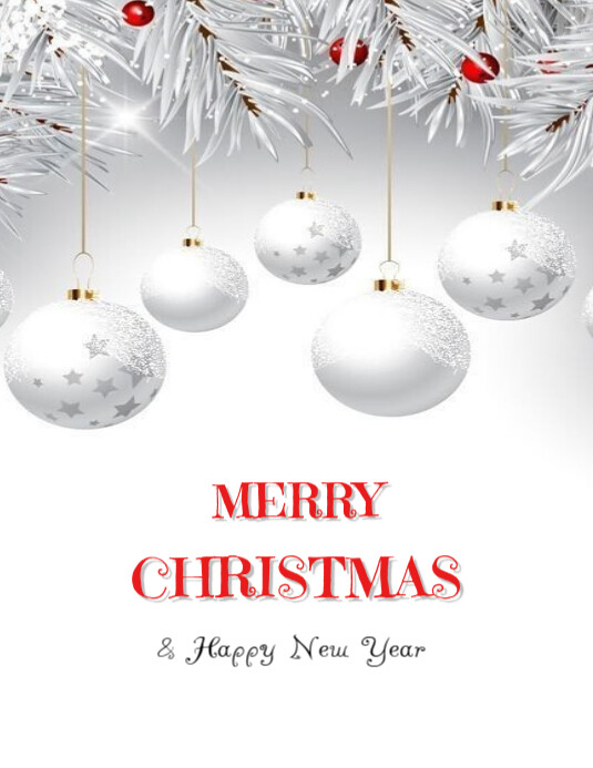 White Joyful Merry Christmas And Happy New Year Flyer (us Letter ...