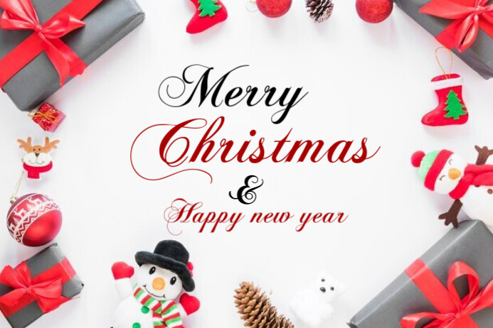 Copy of White Joyful Merry Christmas And Happy New Year Label ...