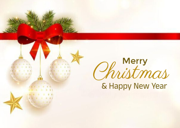 Copy of White Joyful Merry Christmas And Happy New Year Postcard ...