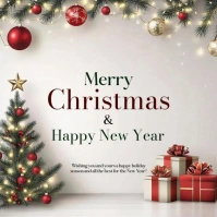 White Joyful Merry Christmas And Happy New Year  Instagram Post template