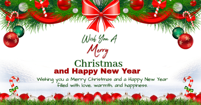 White Joyful Merry Christmas And Happy New Year Facebook Shared Image ...