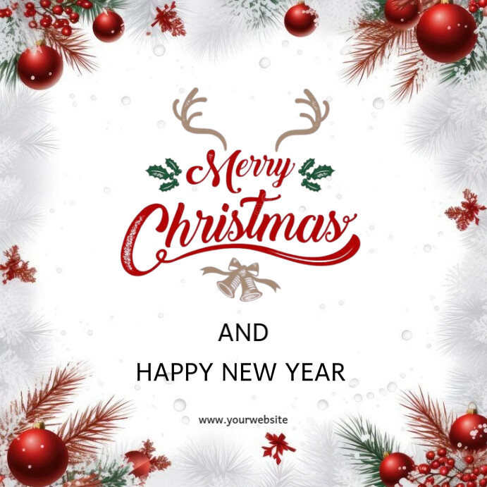 White Joyful Merry Christmas And Happy New Year Instagram Post Template ...
