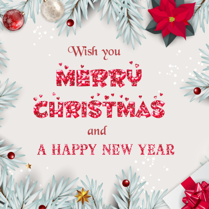 White Joyful Merry Christmas And Happy New Year Instagram Post Template ...