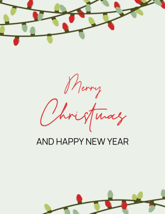 White Joyful Merry Christmas And Happy New Year Flyer (us Letter ...