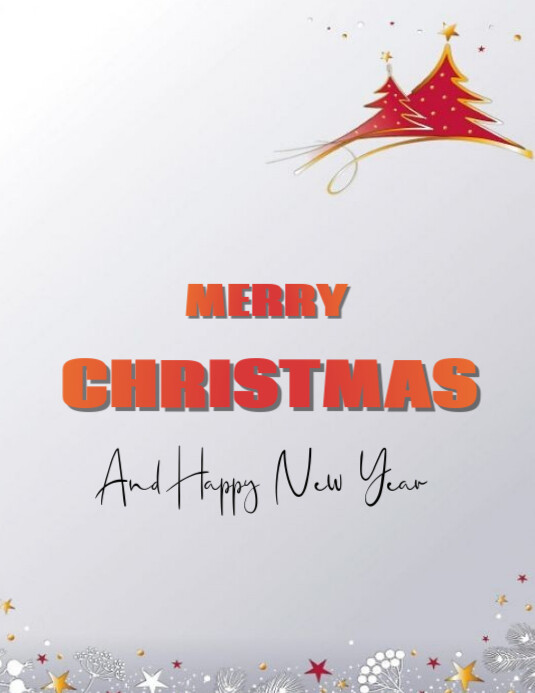Plantilla de White Joyful Merry Christmas And Happy New Yea Flyer (us ...