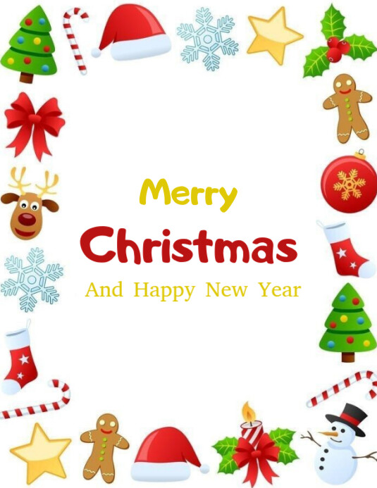 White Joyful Merry Christmas And Happy New Year Flyer (us Letter ...