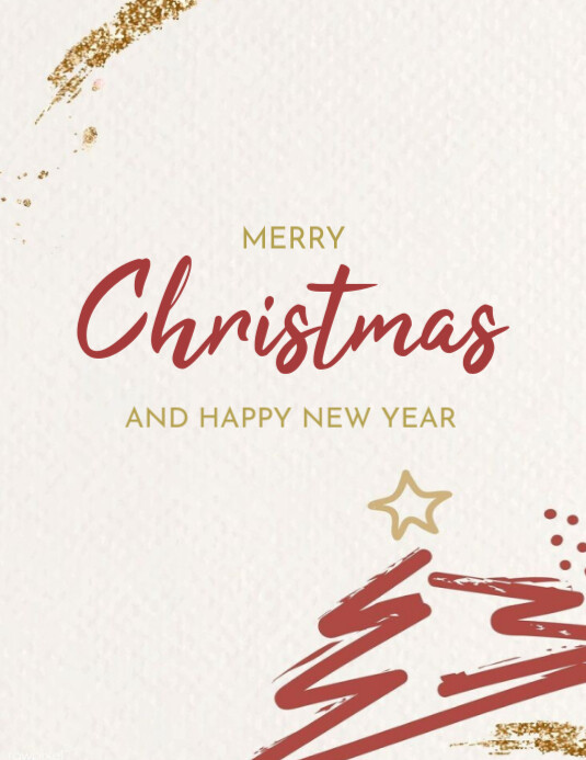 White Joyful Merry Christmas And Happy New Year Flyer (us Letter ...