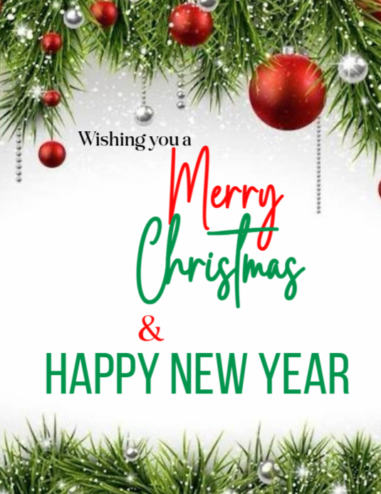 Plantilla de White Joyful Merry Christmas And Happy New Year Flyer (us ...