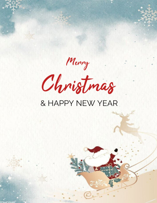 Plantilla de White Joyful Merry Christmas And Happy New Year Flyer (us ...