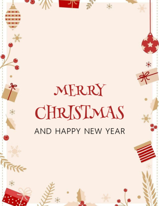White Joyful Merry Christmas And Happy New Year Flyer Flyer (us Letter ...