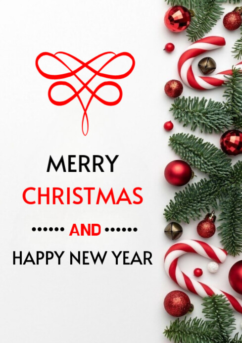 Copy of White Joyful Merry Christmas And Happy New Year Poster A4 ...