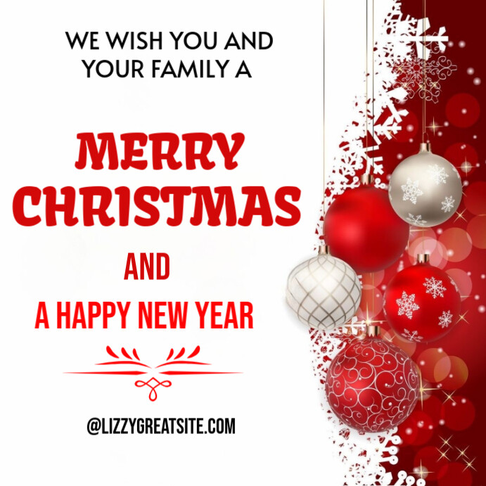 White Joyful Merry Christmas And Happy New Year Instagram Post Template ...