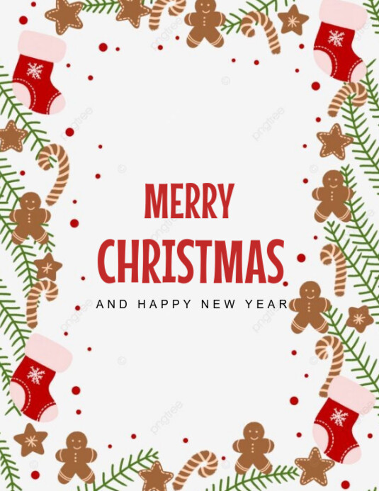 White Joyful Merry Christmas And Happy New Year Flyer (us Letter ...