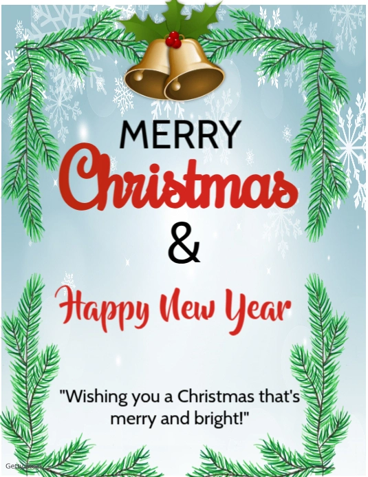 Plantilla de White Joyful Merry Christmas And Happy New Year, Flyer (us ...