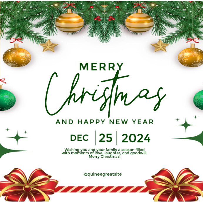 White Joyful merry Christmas and new year Instagram Post Template ...