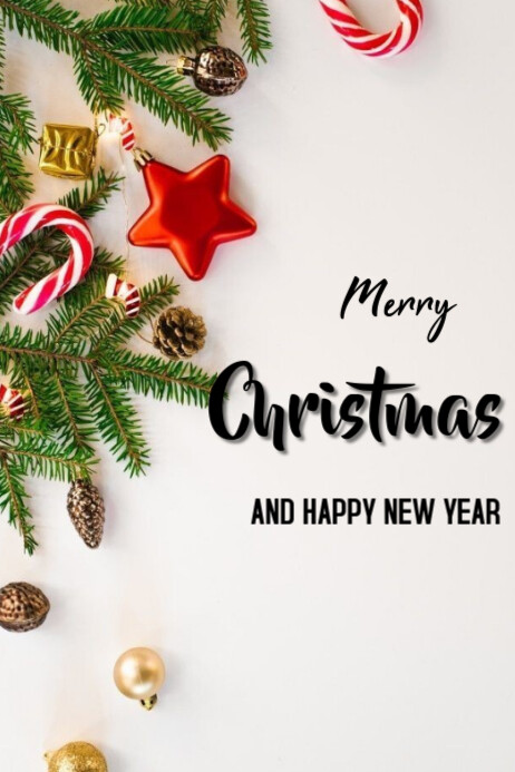 Plantilla de White Joyful Merry Christmas And New Year Templates Online ...