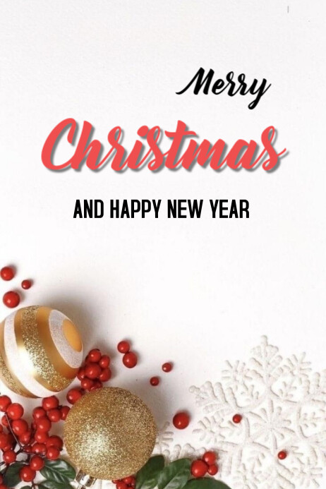 White Joyful Merry Christmas And New Year Templates Online Greeting ...