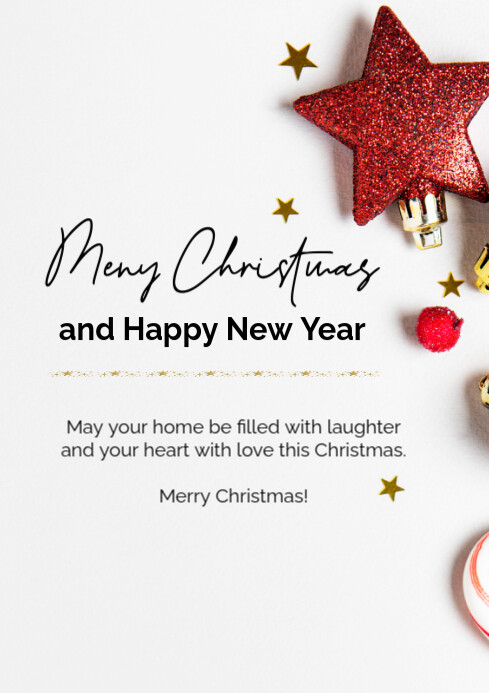 Plantilla de White Joyful Merry Christmas And New Year Wishes A4 ...