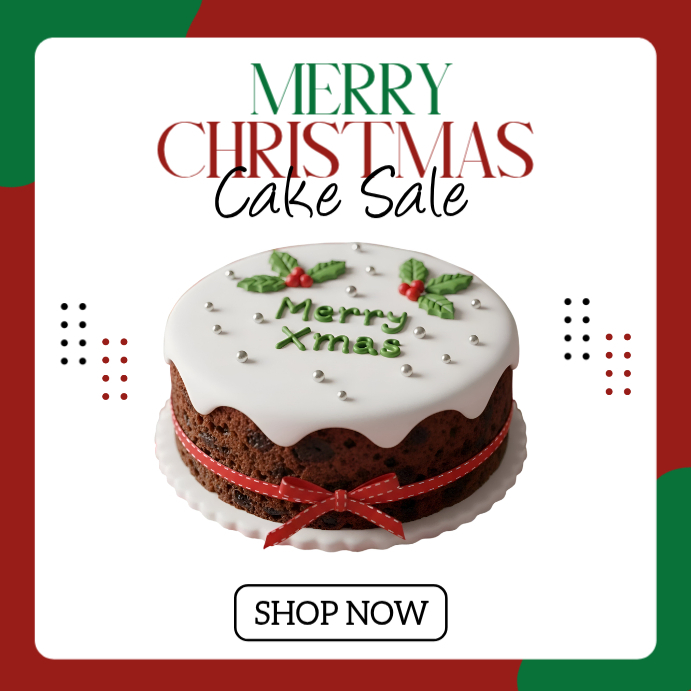 White Joyful Merry Christmas Cake Sale Instagram Post Template ...