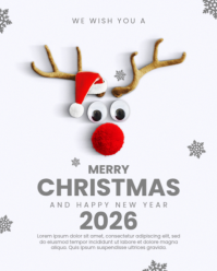 White Joyful Merry Christmas Card Instagram Portrait template