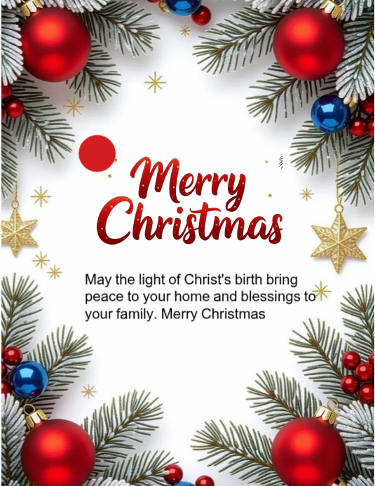 Plantilla de White Joyful Merry Christmas Greeting Card Flyer (us ...