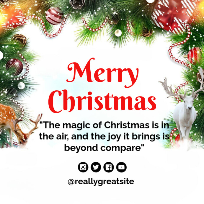 White Joyful Merry Christmas Greetings Instagram Post Template ...
