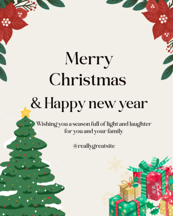 White Joyful Merry Christmas Instagram Portrait Template | PosterMyWall