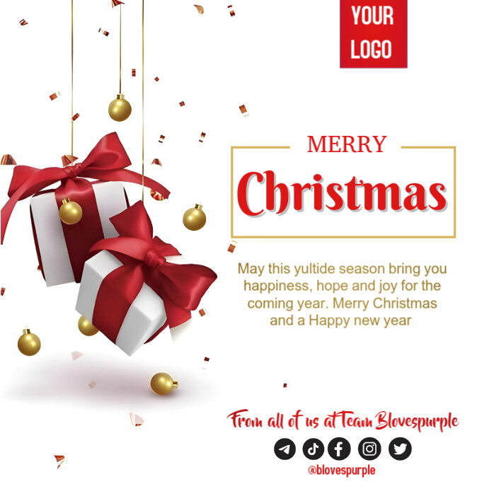 White Joyful Merry Christmas Instagram Post Template | PosterMyWall