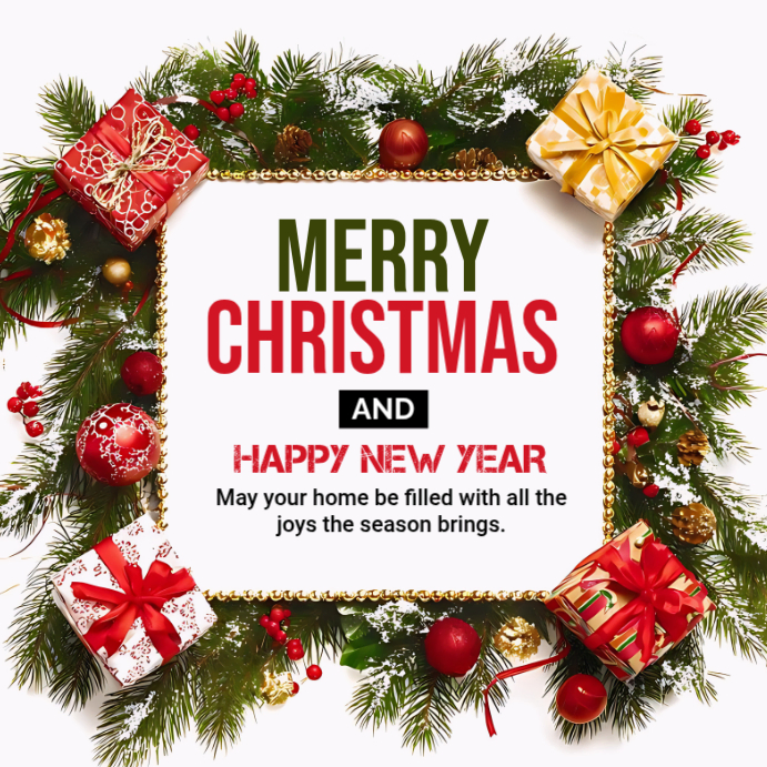 White Joyful Merry Christmas Instagram Post Template | PosterMyWall