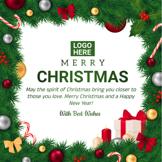 Modèle White Joyful Merry Christmas Instagram Post | PosterMyWall