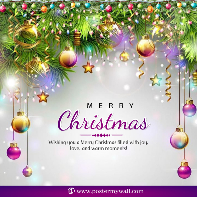 White Joyful Merry Christmas Instagram Post Template | PosterMyWall