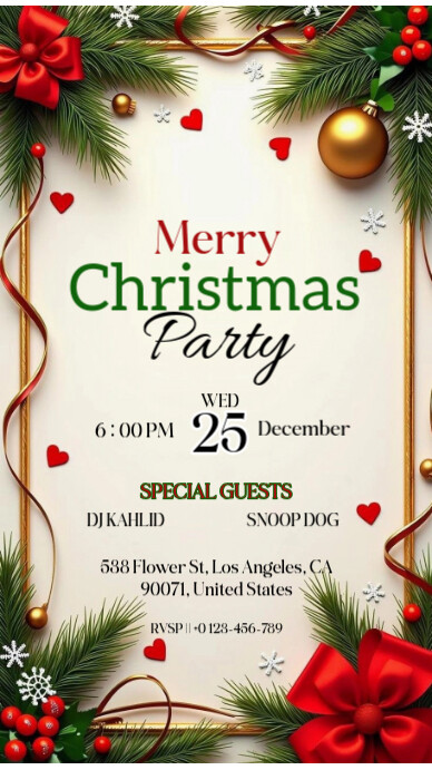 White Joyful Merry Christmas Party Instagram Story Template | PosterMyWall